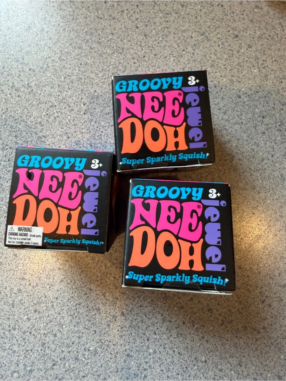 3 New Nee Doh Groovy Jewel Diamond Glitter Blue Pink Purple Squishy Toy Minis